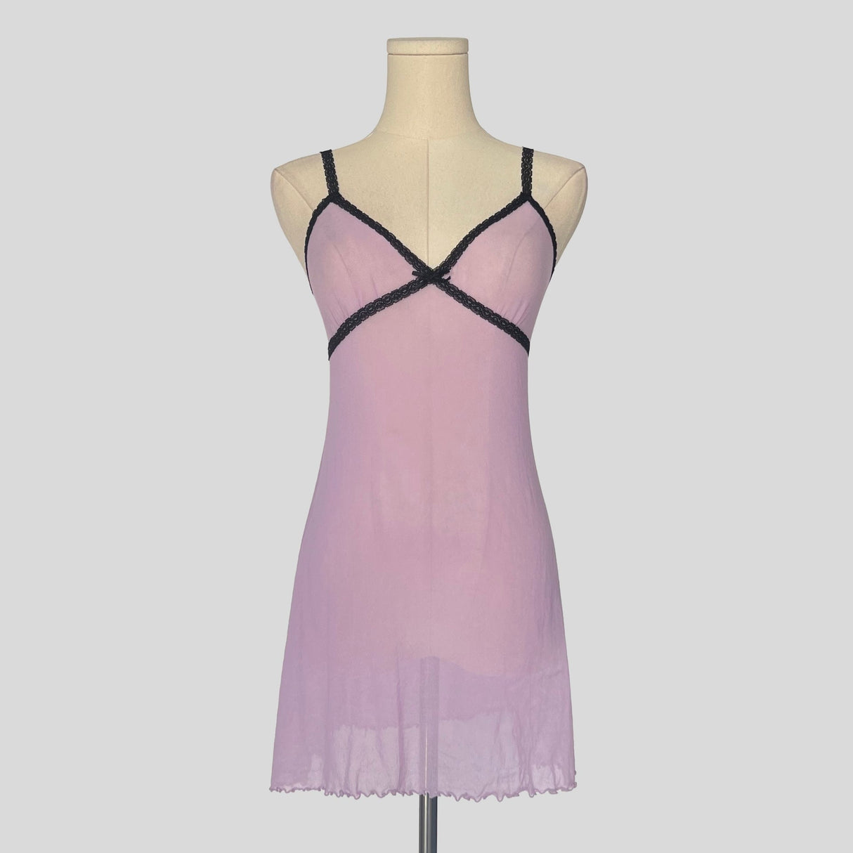 Mesh lace trim slip dress