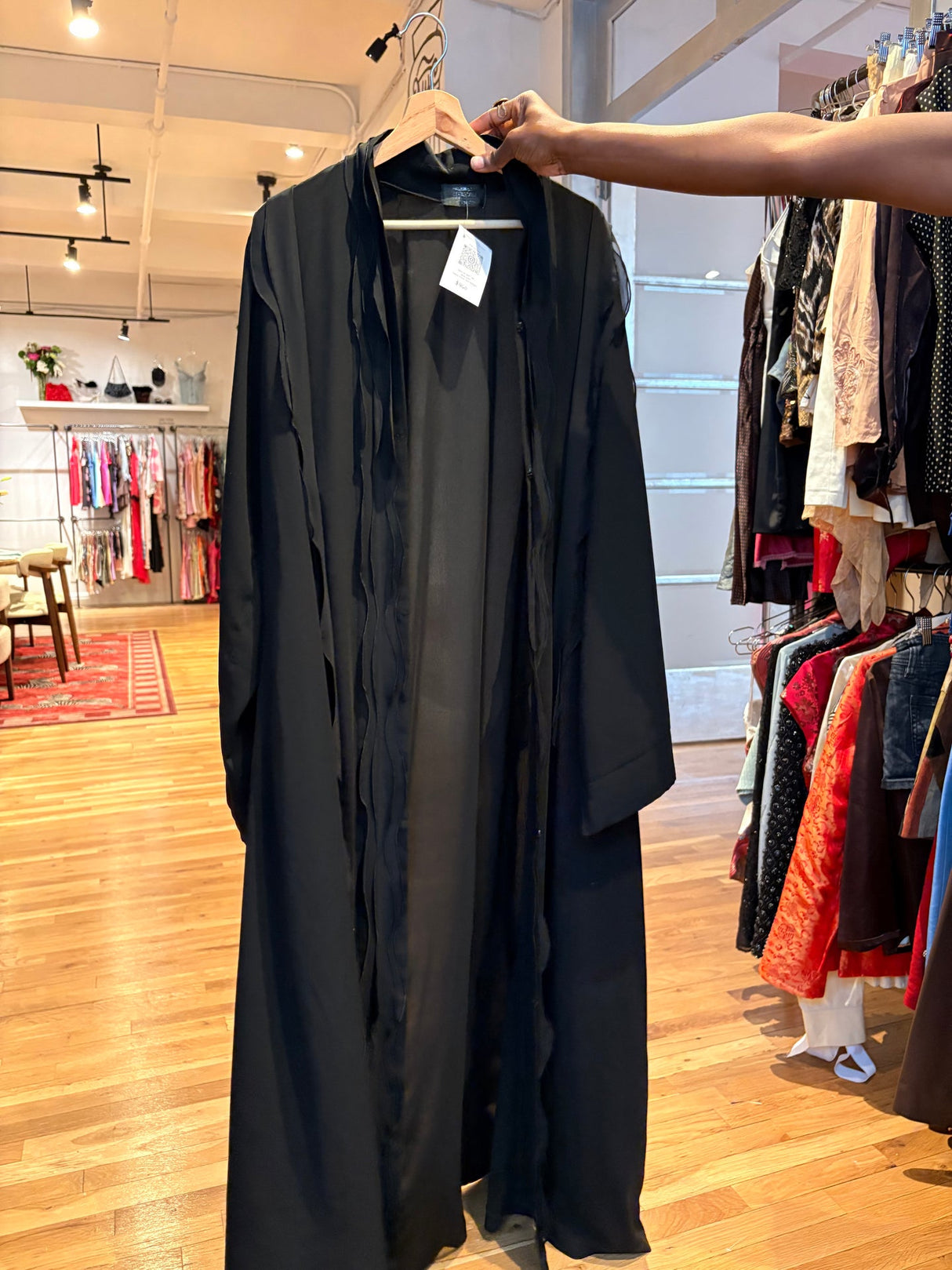 black floor length duster