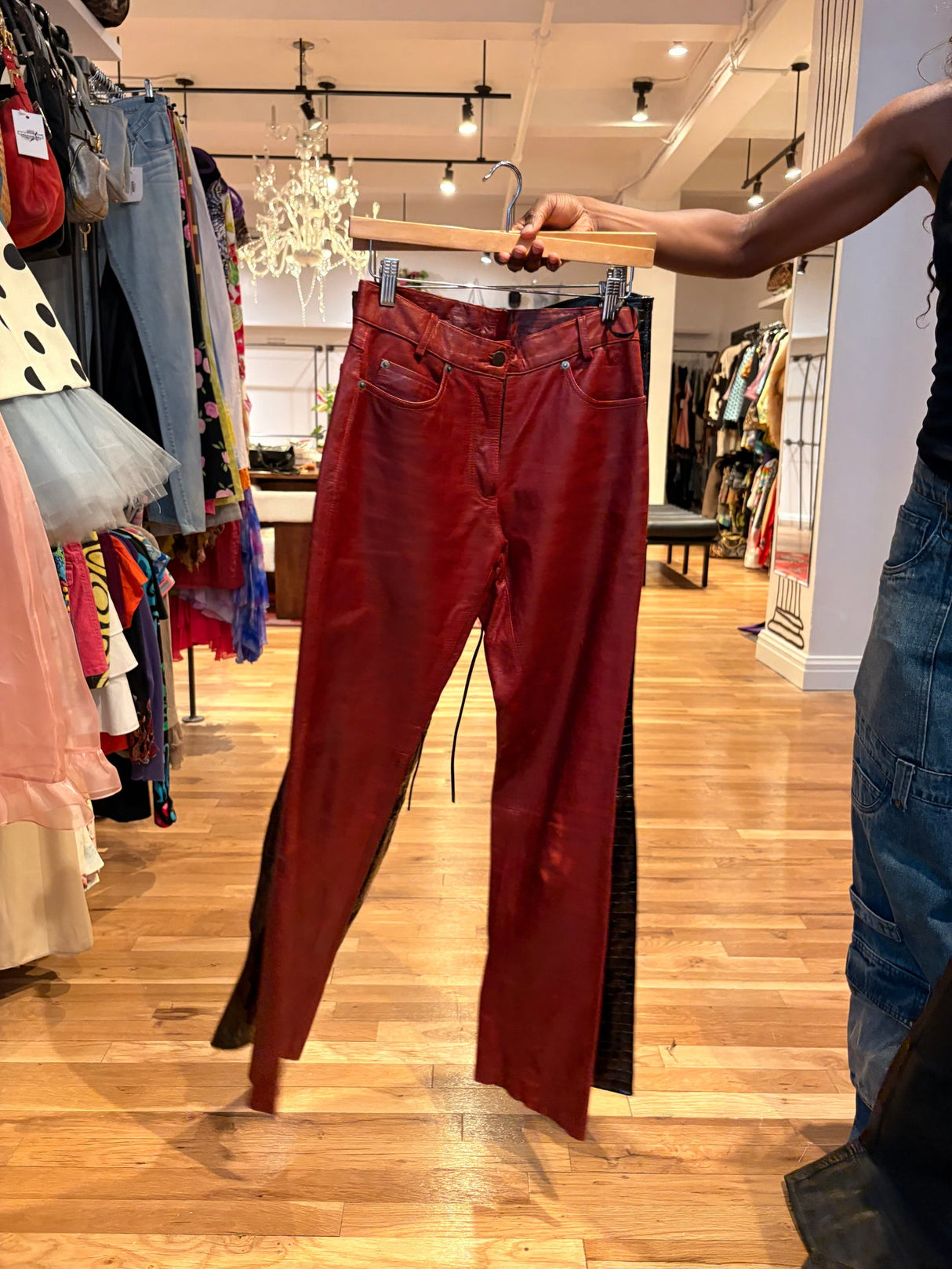 red leather pants