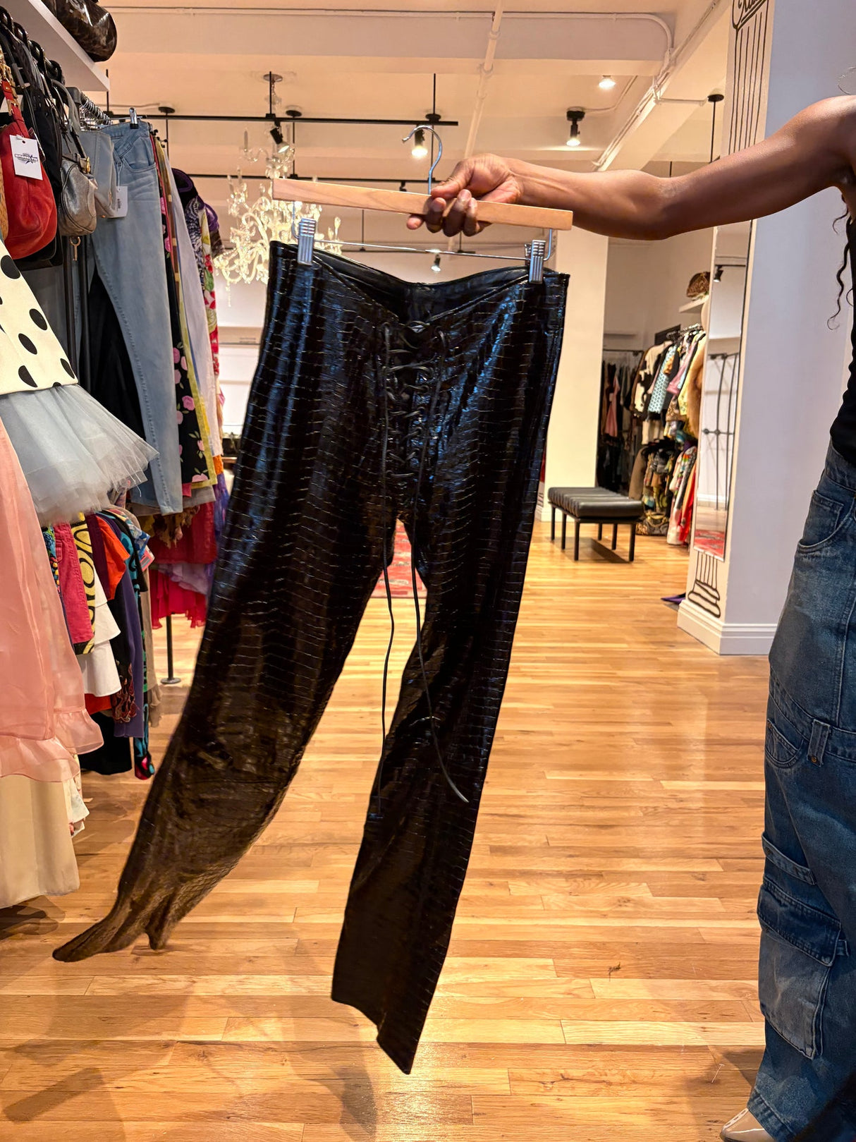 black leather pants