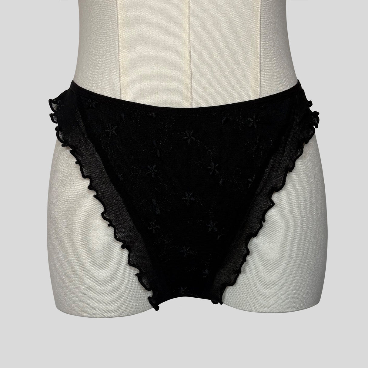Sheer embroidered split front chemise with matching panties