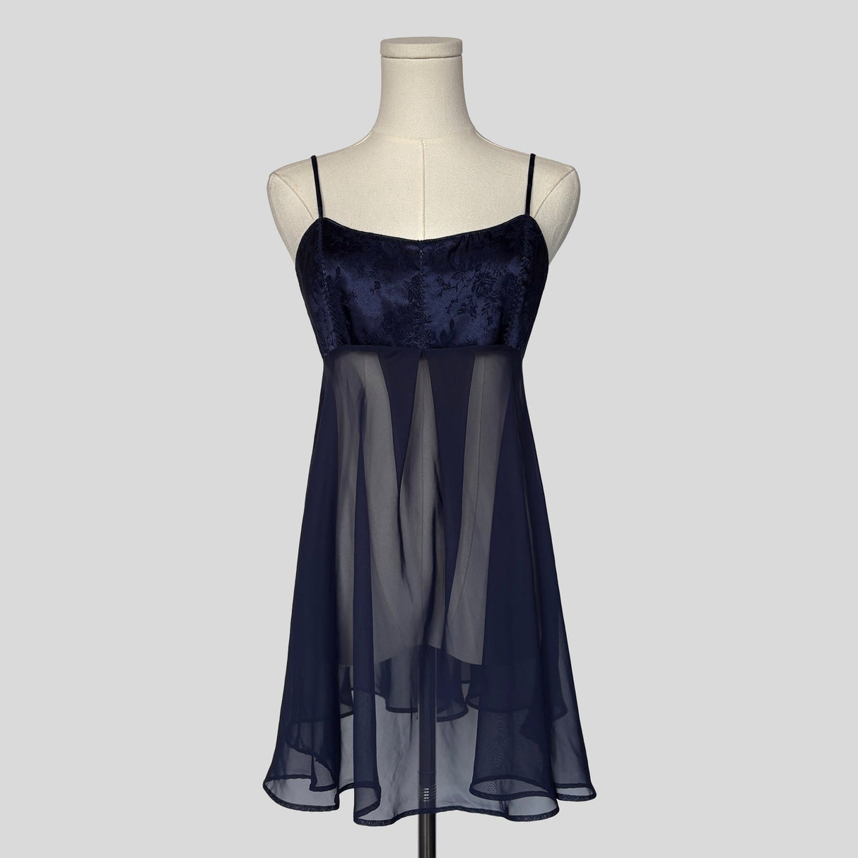 Brocade floral babydoll slip in navy
