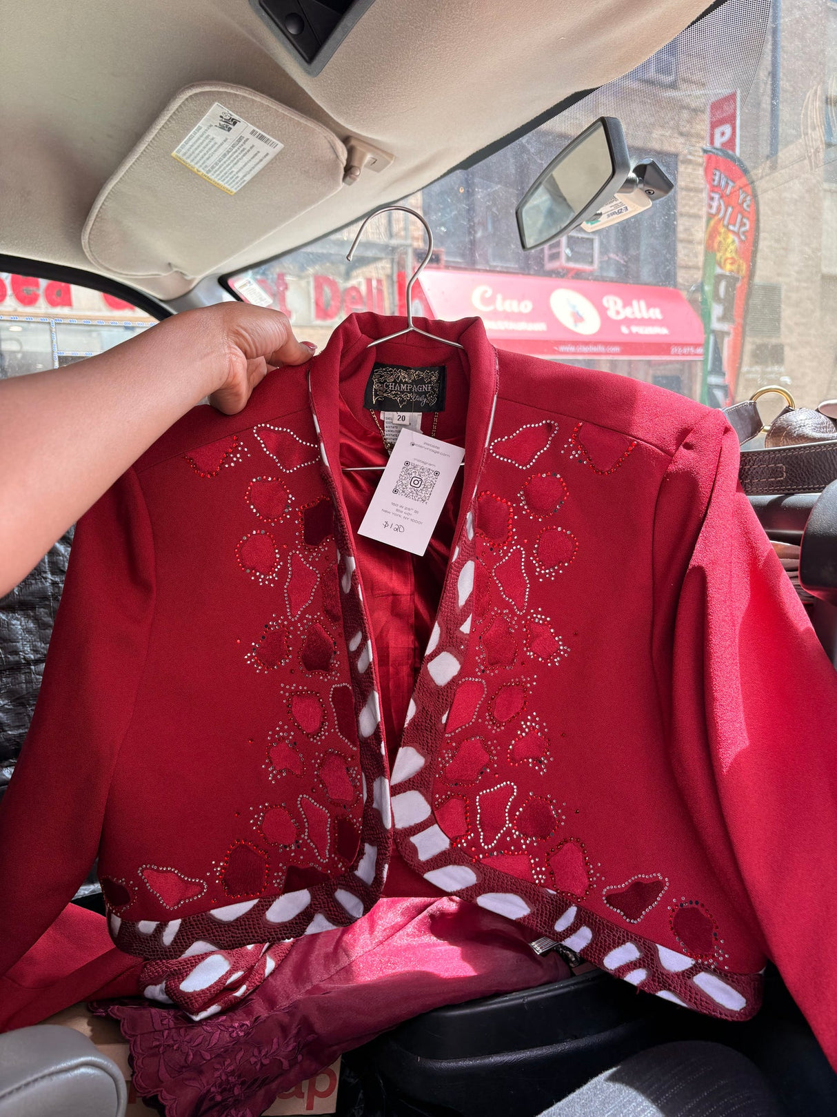 red cropped blazer
