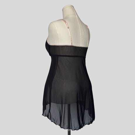 Sheer ruffle trim split front babydoll