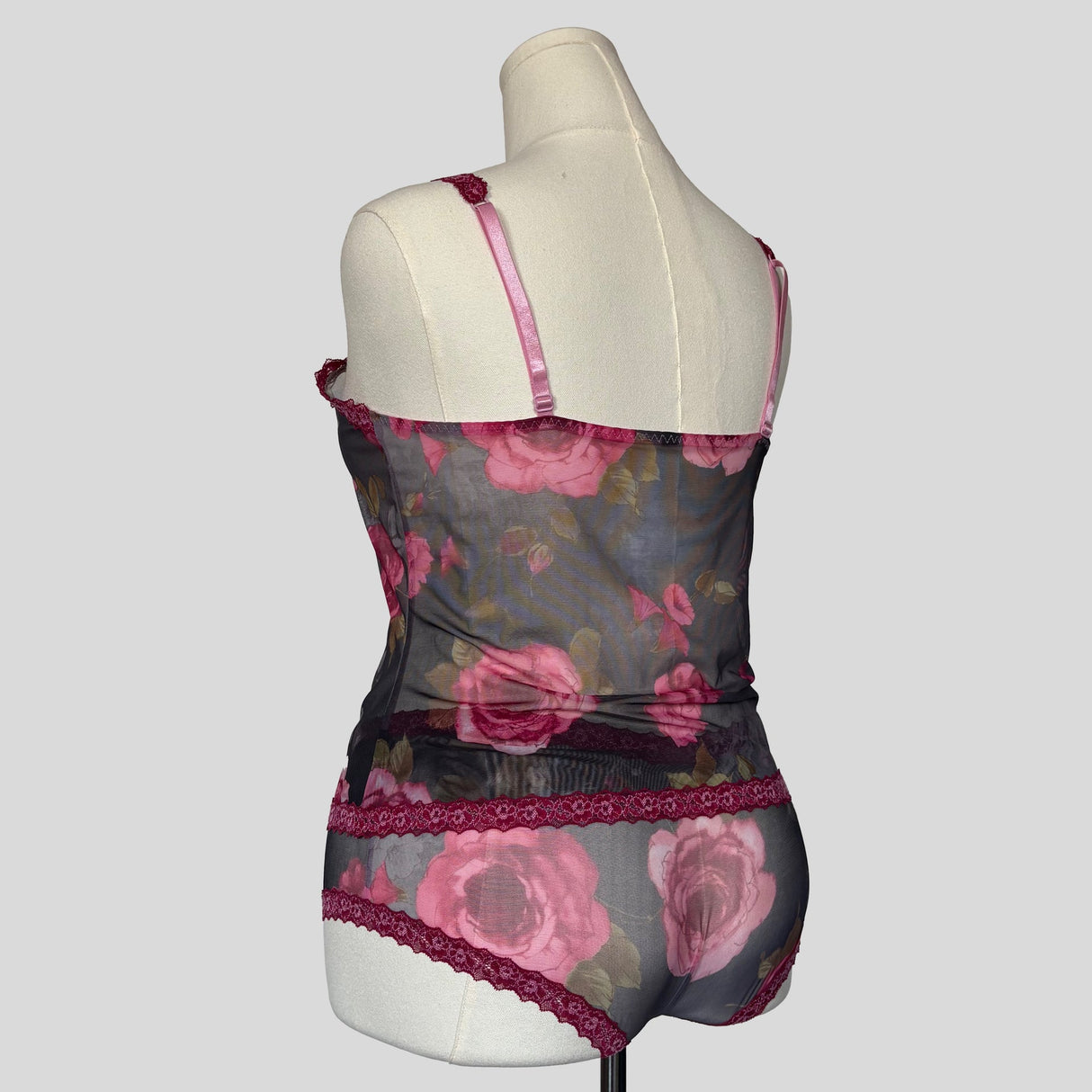 Sheer floral lace trim matching set