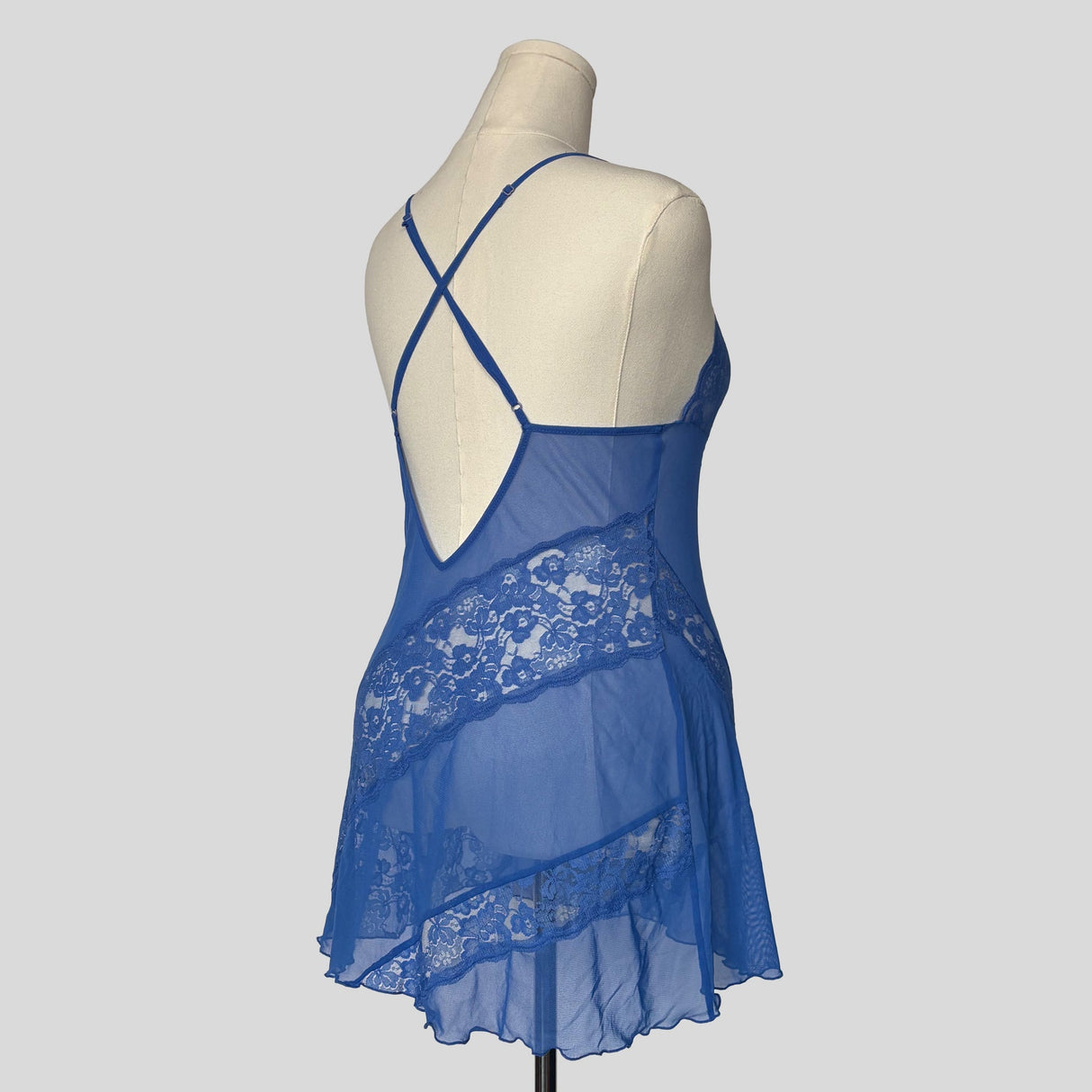 Sheer lace diagonal striped slip