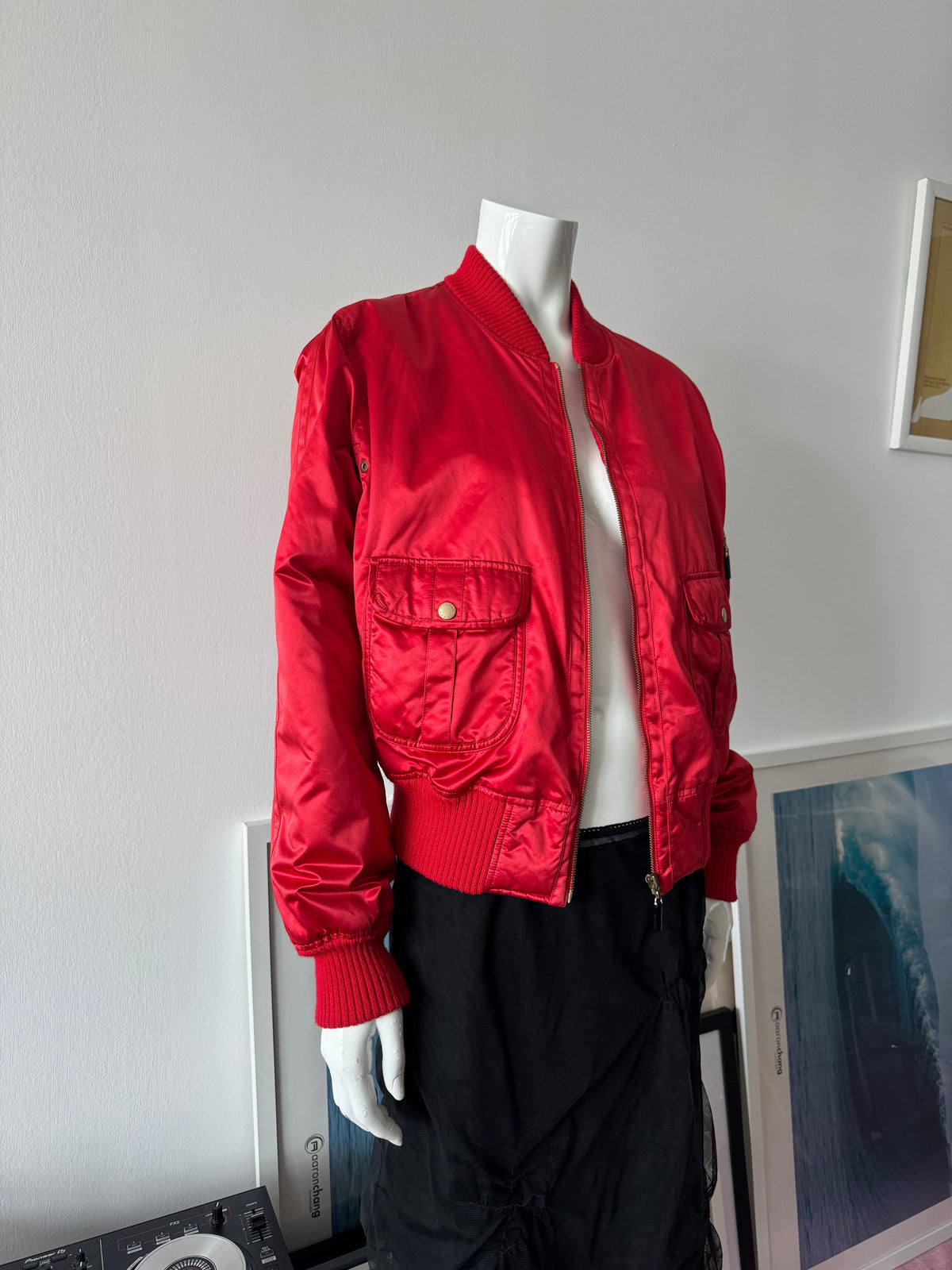 ESCADA SPORT Red Satin Bomber Jacket Sz IT 44