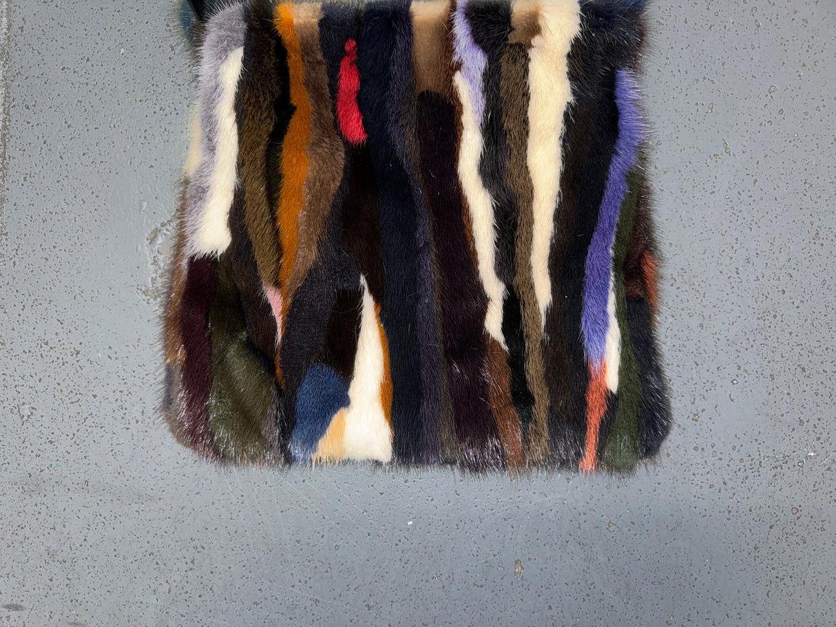 Multicolor Rabbit Fur Bag with Acrylic Handle