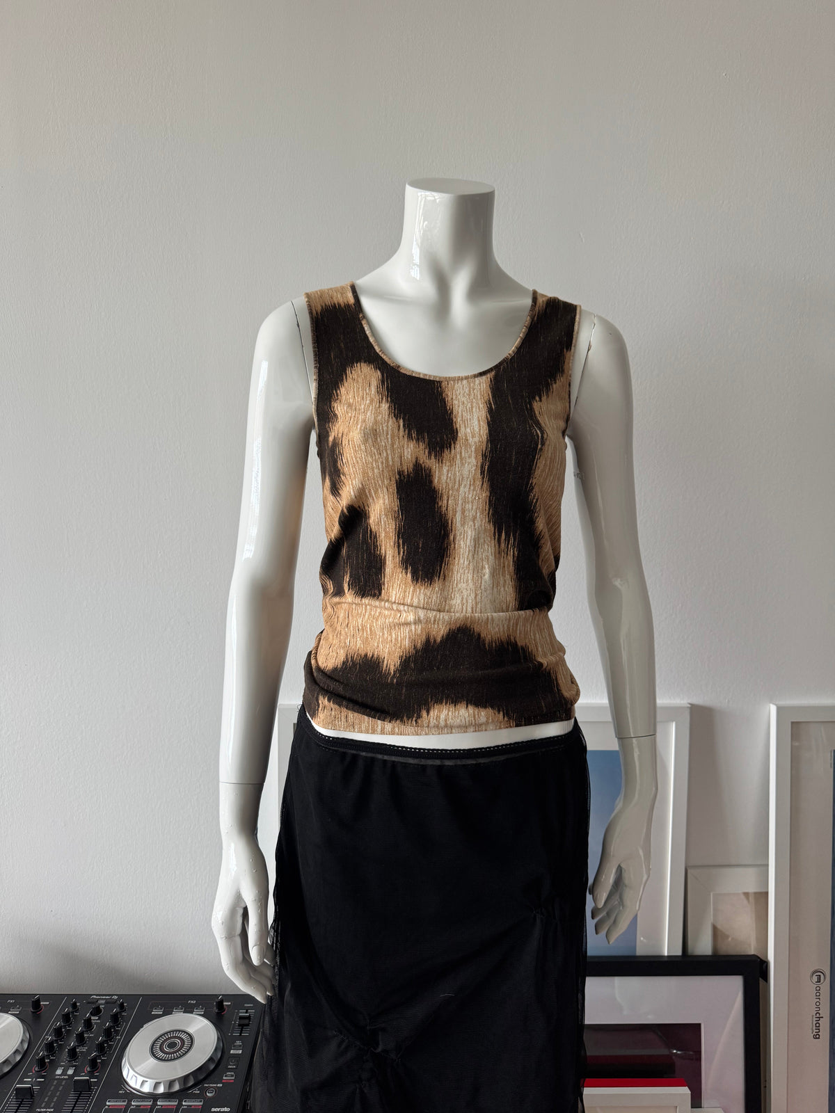 BLUMARINE Animal Print Knit Sleeveless Top Sz M