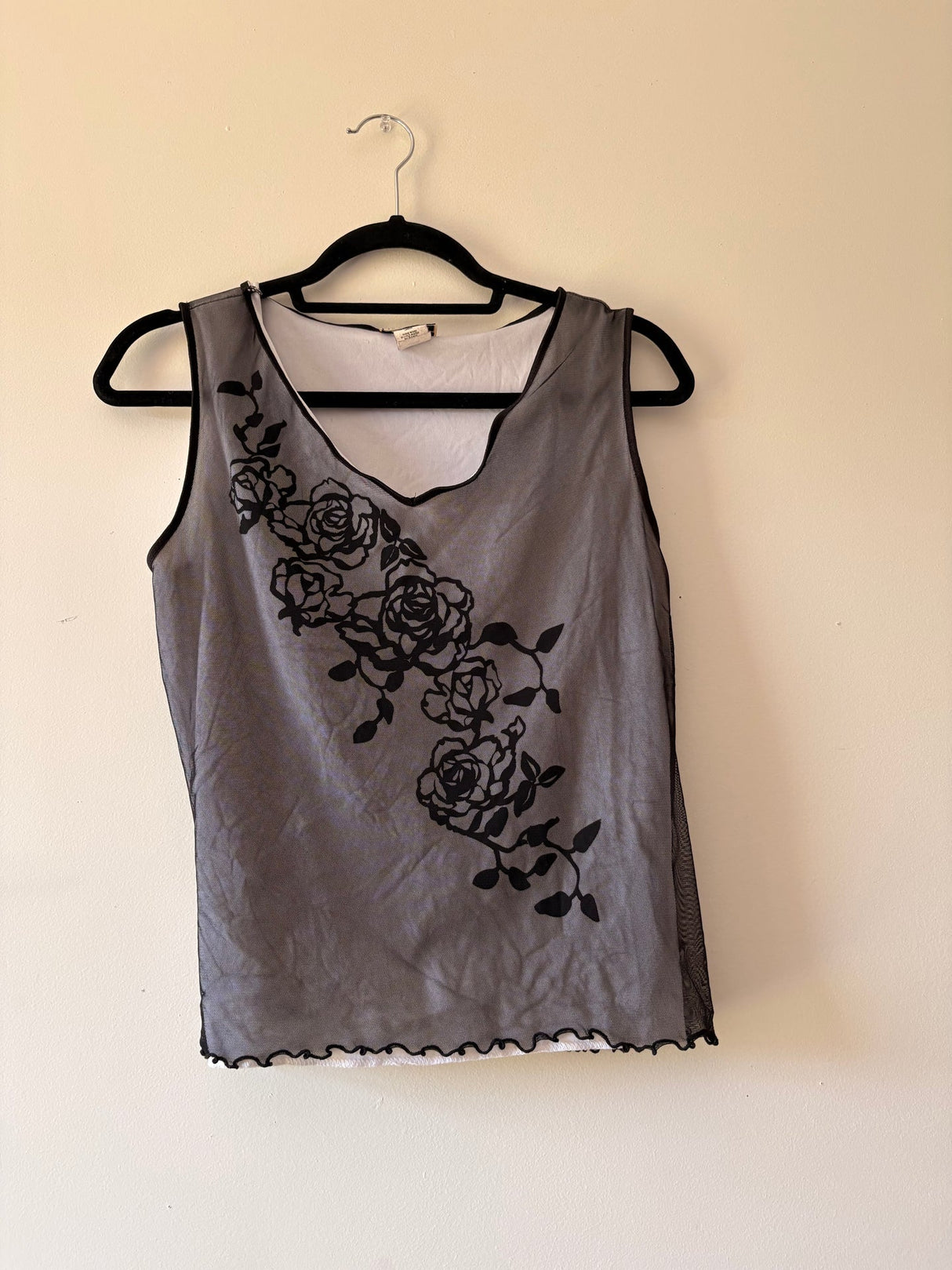 Floral mesh tank top