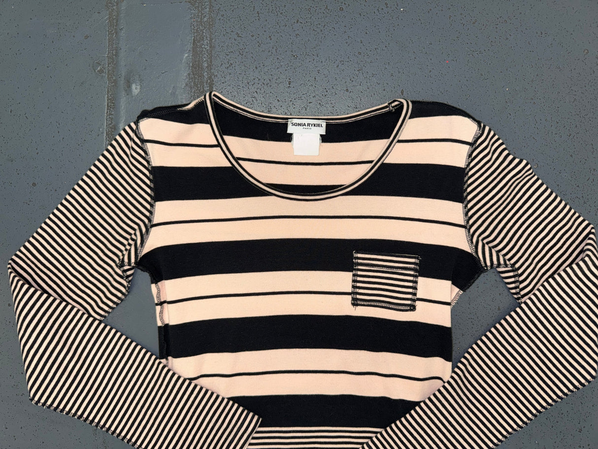 SONIA RYKIEL Pink and Black Striped Sweater