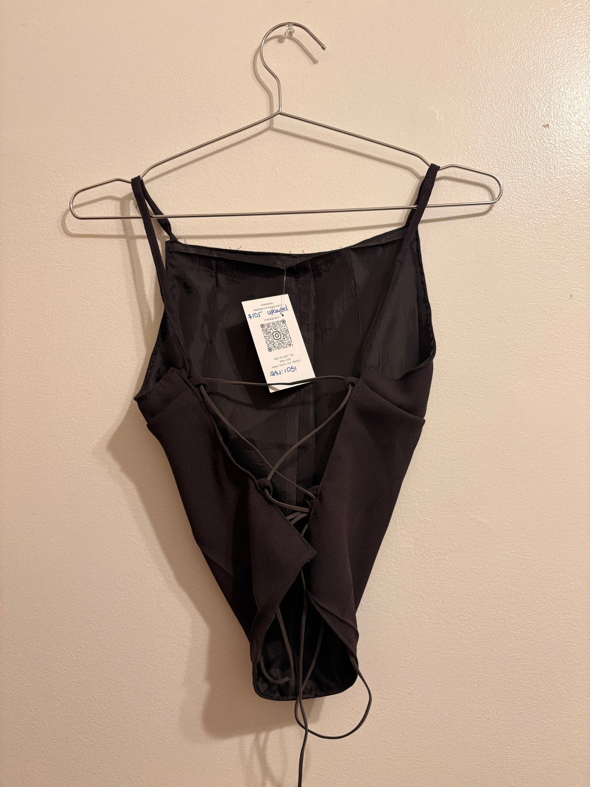 Upcycled dark grey backless top