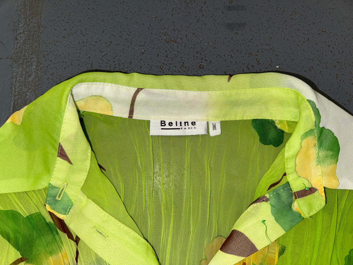 BELINE PARIS Green Pleated Floral Print Blouse
