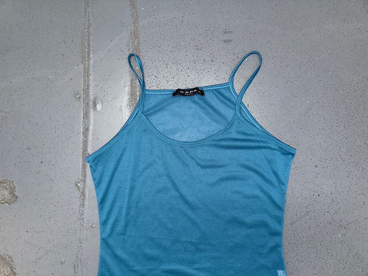GAPA PARIS Teal Mesh Tank Top