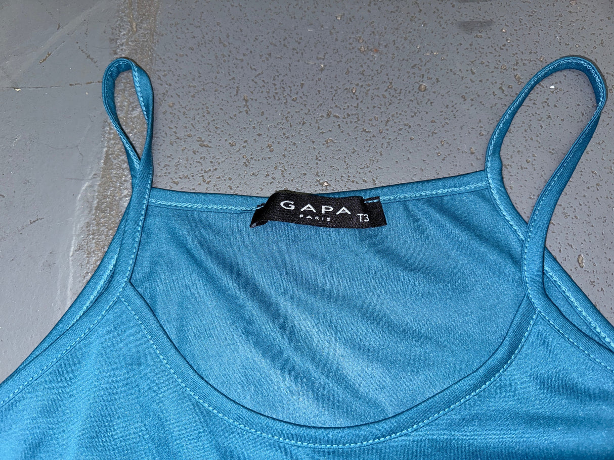 GAPA PARIS Teal Mesh Tank Top