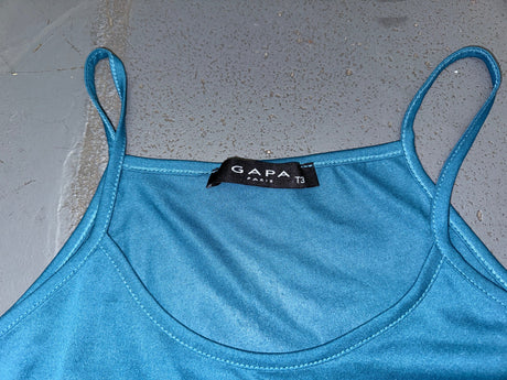GAPA PARIS Teal Mesh Tank Top