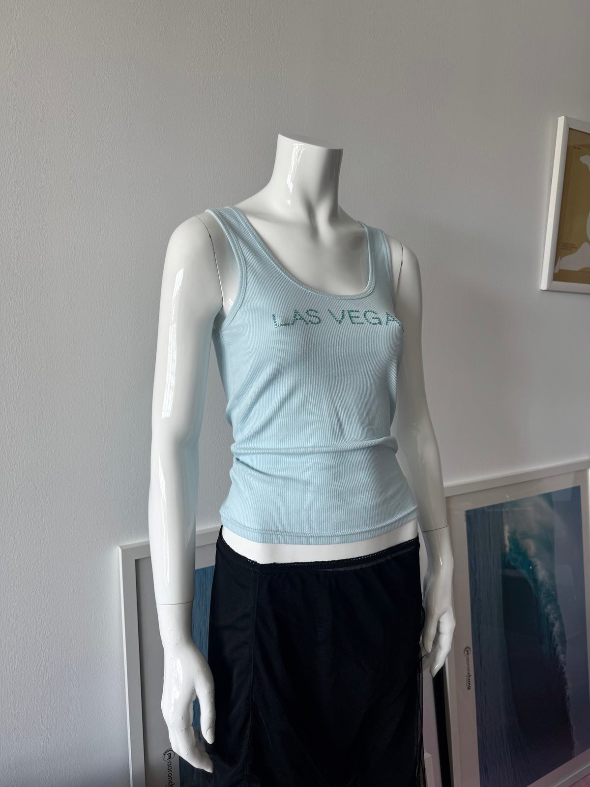 CHELONA Light Blue Las Vegas Rib Tank Sz M/L