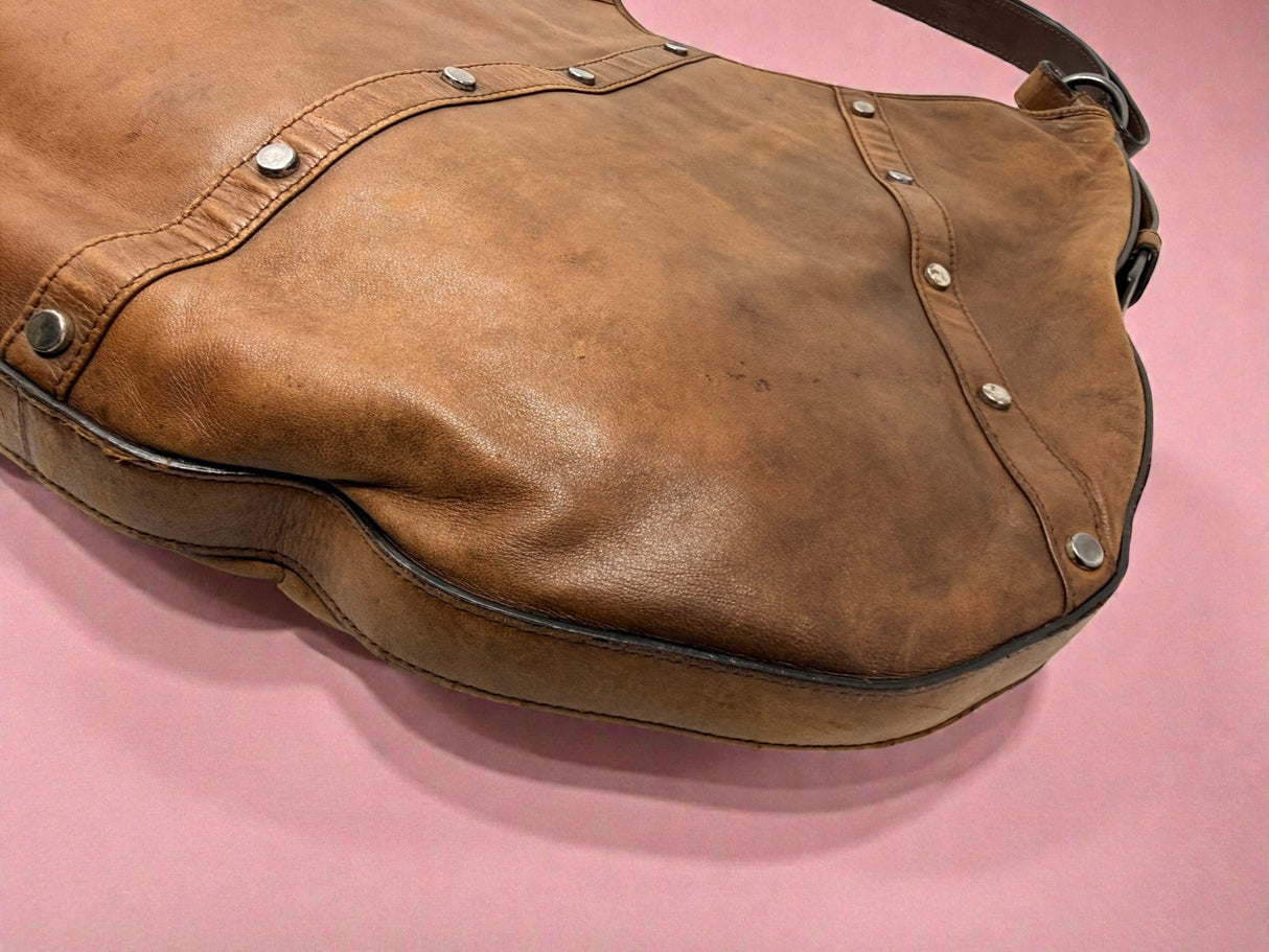 #72 YSL Mombasa Brown Leather with Wooden Studs