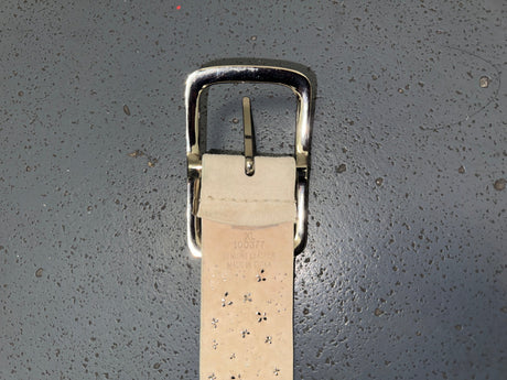 Beige and Silver Studded Suede Leather Belt