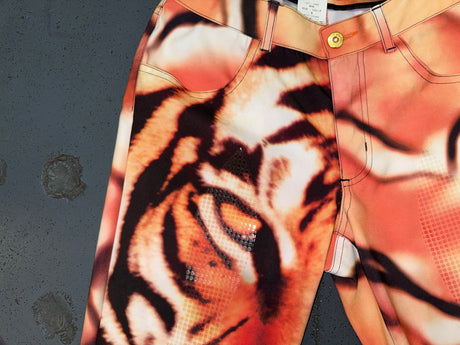 Tiger Print Sequin Flare Pants