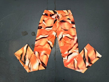 Tiger Print Sequin Flare Pants