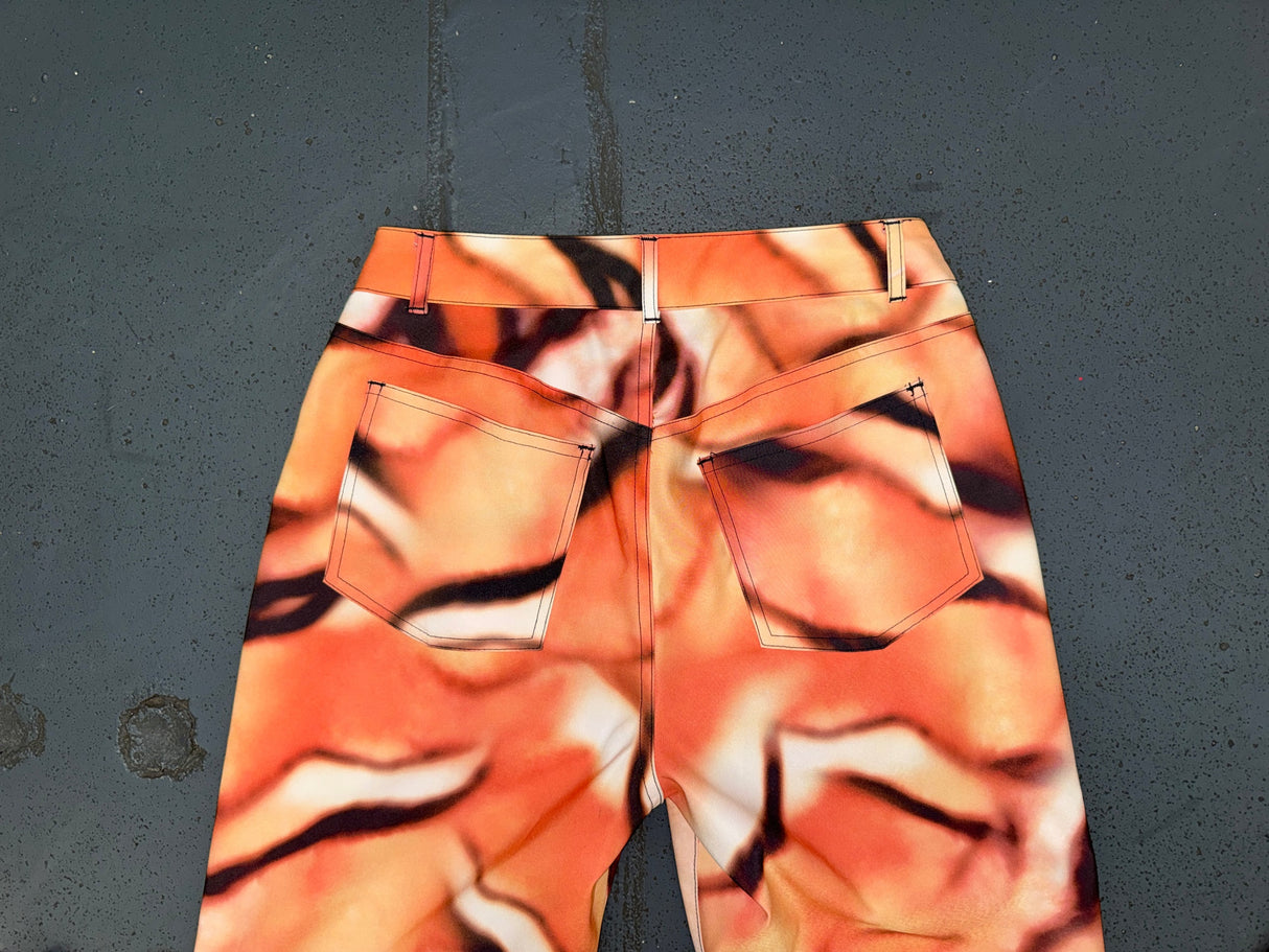 Tiger Print Sequin Flare Pants