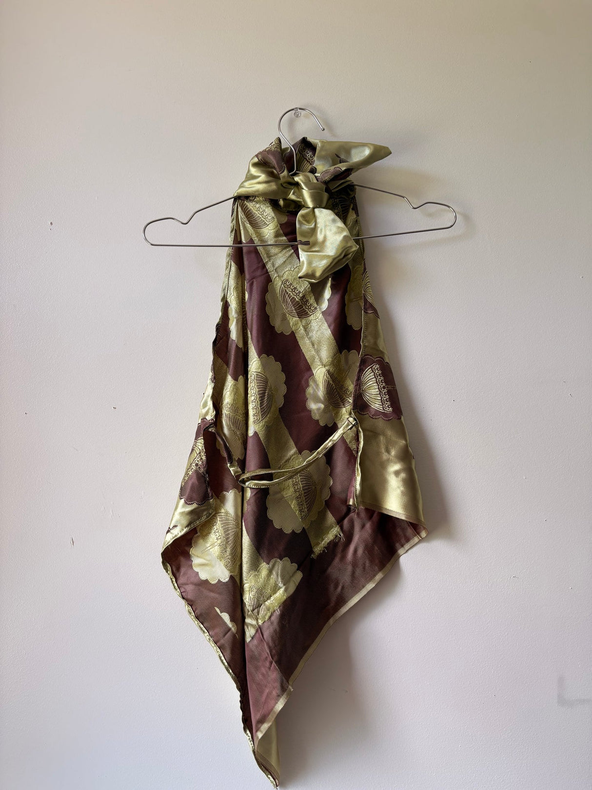 Green printed Upcycled tie top
