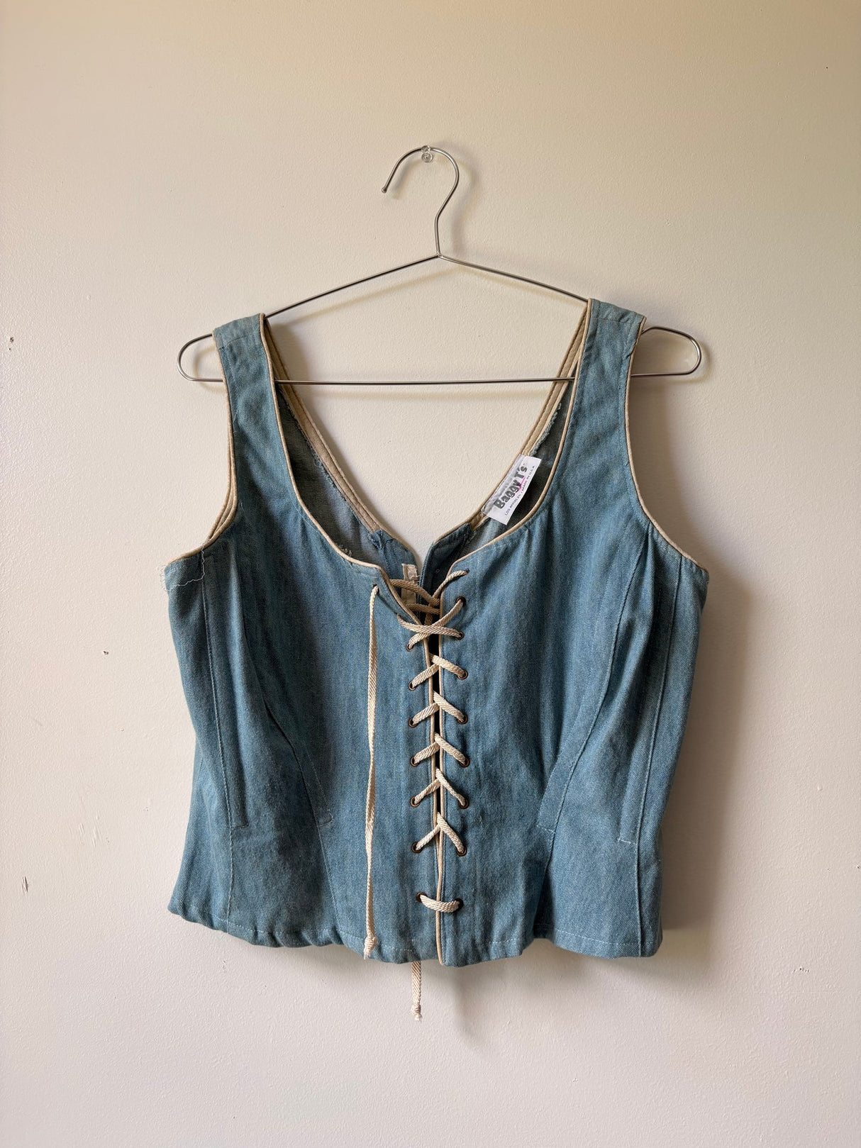 Denim corset top