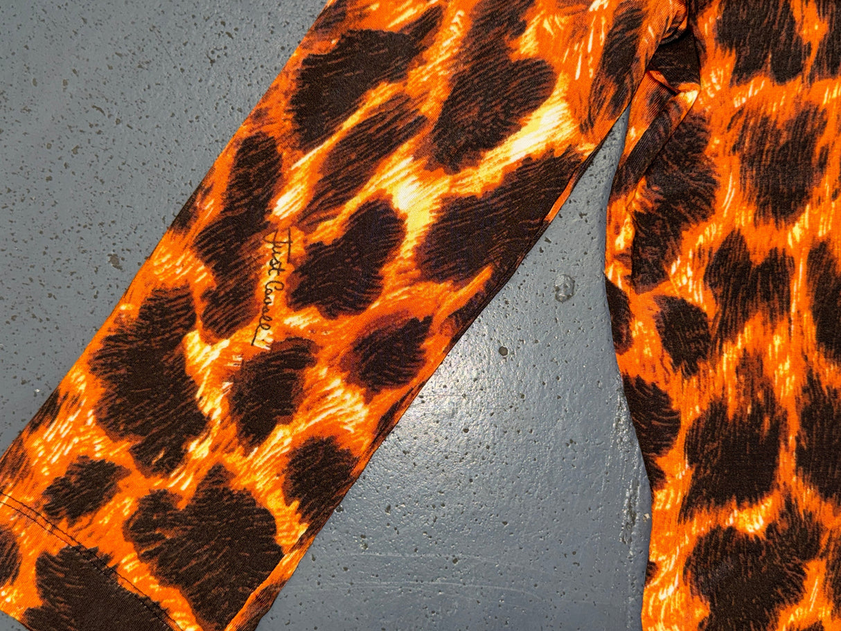 JUST CAVALLI Orange & Black Animal Print 3/4 Sleeve Top