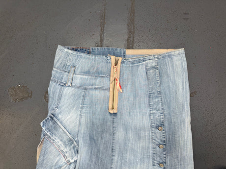 MARITHE FRANCOIS GIRBAUD Light Blue Denim Cargo Midi Skirt