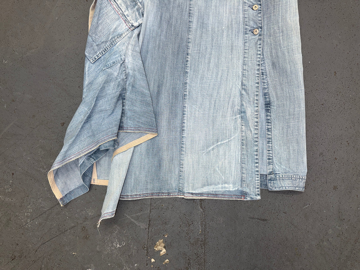 MARITHE FRANCOIS GIRBAUD Light Blue Denim Cargo Midi Skirt