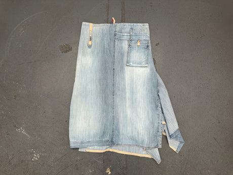MARITHE FRANCOIS GIRBAUD Light Blue Denim Cargo Midi Skirt