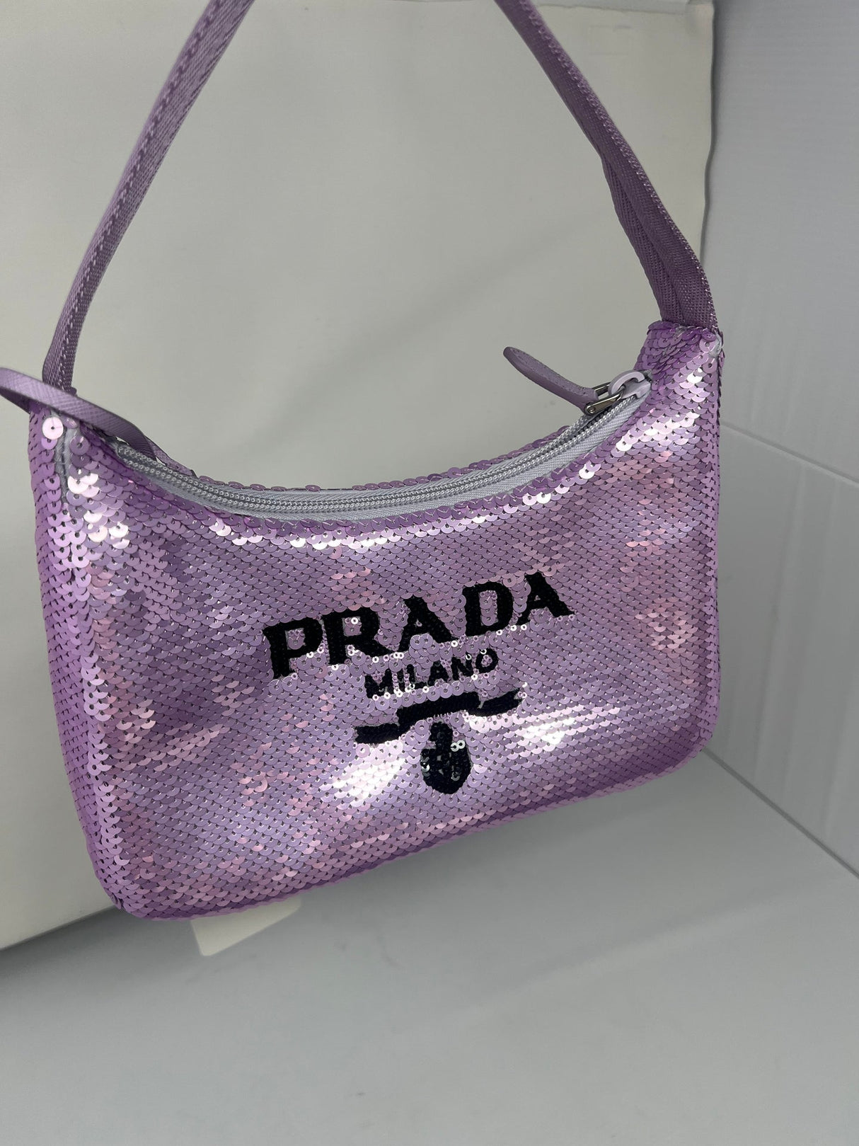 Prada Re-Edition 2000 Purple Sequin Paillettes Bag (comes in original box)