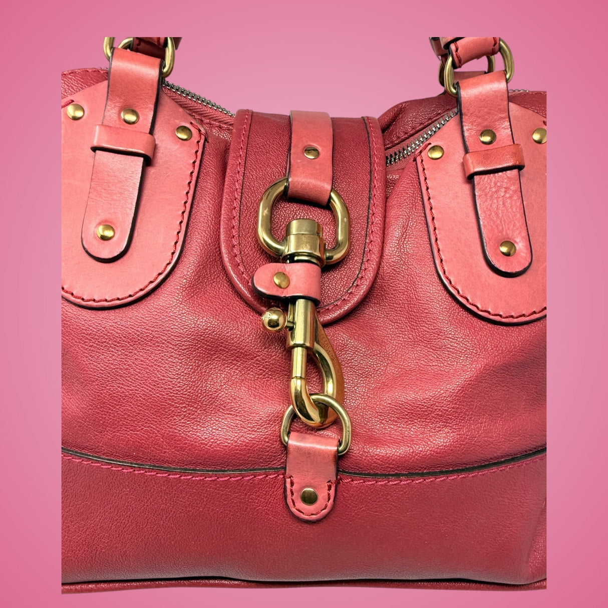 Chloe Pink Leather Kerala Top Handle Bag