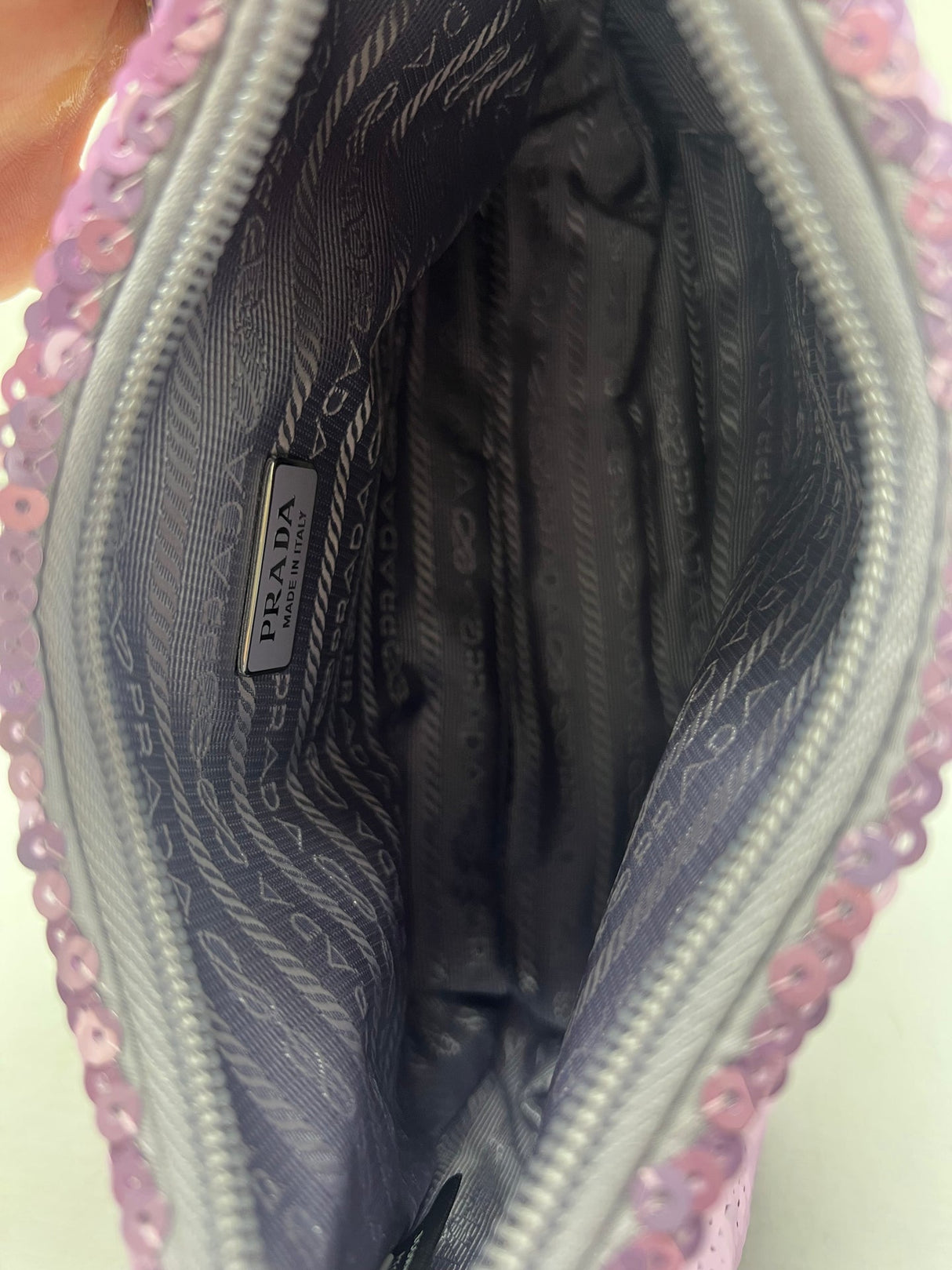 Prada Re-Edition 2000 Purple Sequin Paillettes Bag (comes in original box)
