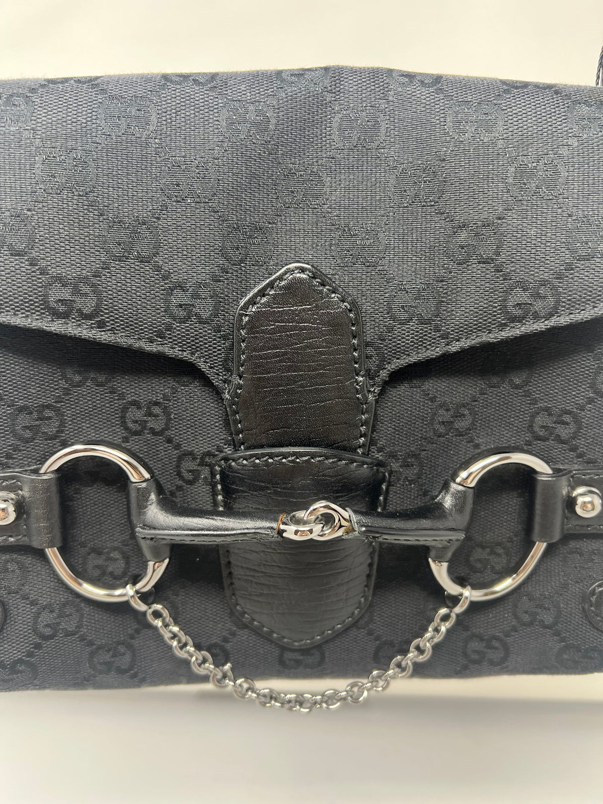 Gucci Black GG Canvas Horsebit Chain