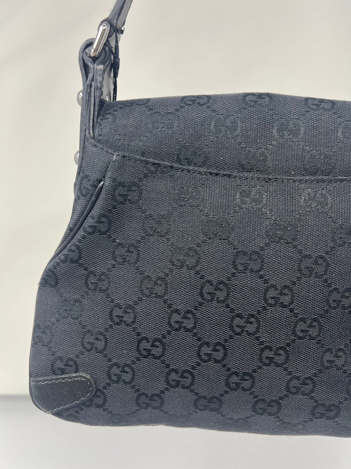 Gucci Black GG Canvas Horsebit Chain