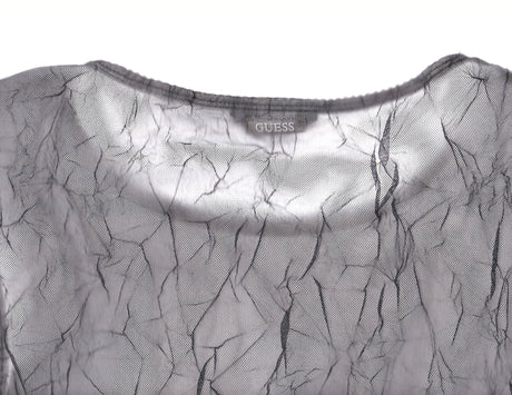 GUESS Black Mesh Crinkle Top