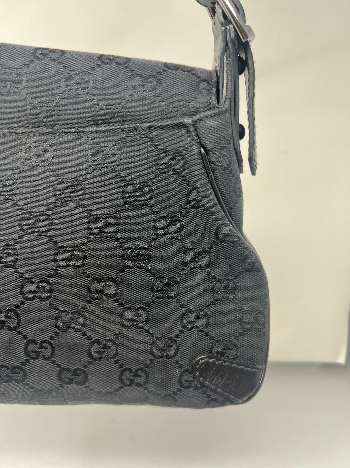 Gucci Black GG Canvas Horsebit Chain