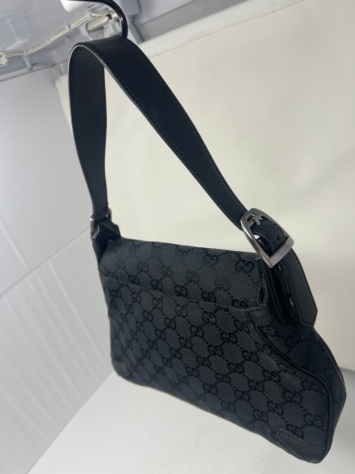 Gucci Black GG Canvas Horsebit Chain