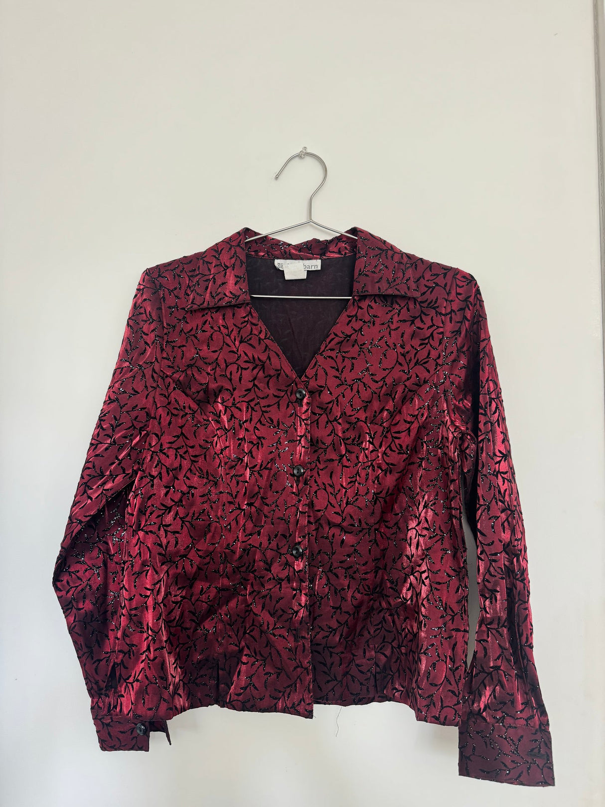Burgundy and black glitter blouse