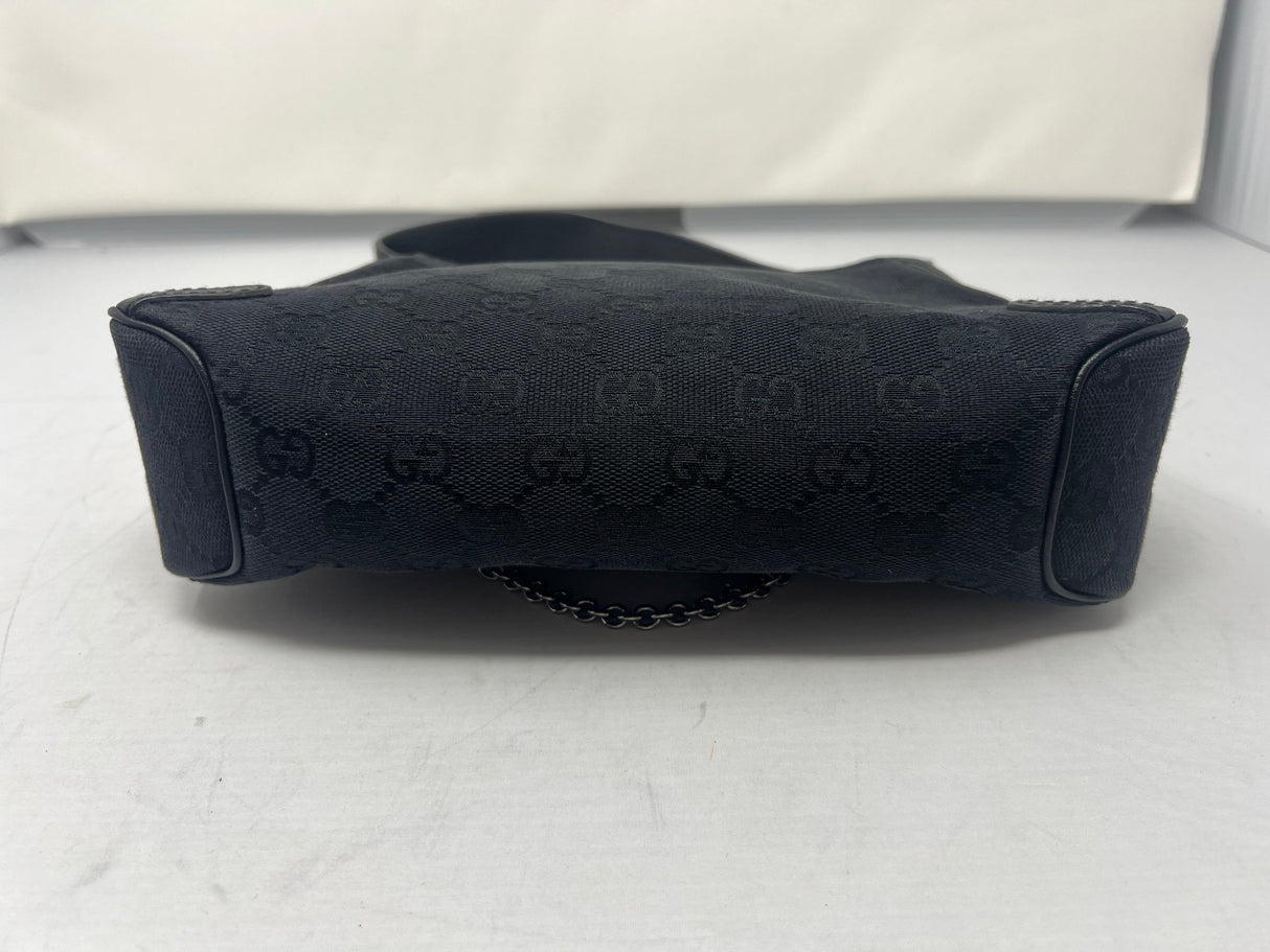 Gucci Black GG Canvas Horsebit Chain