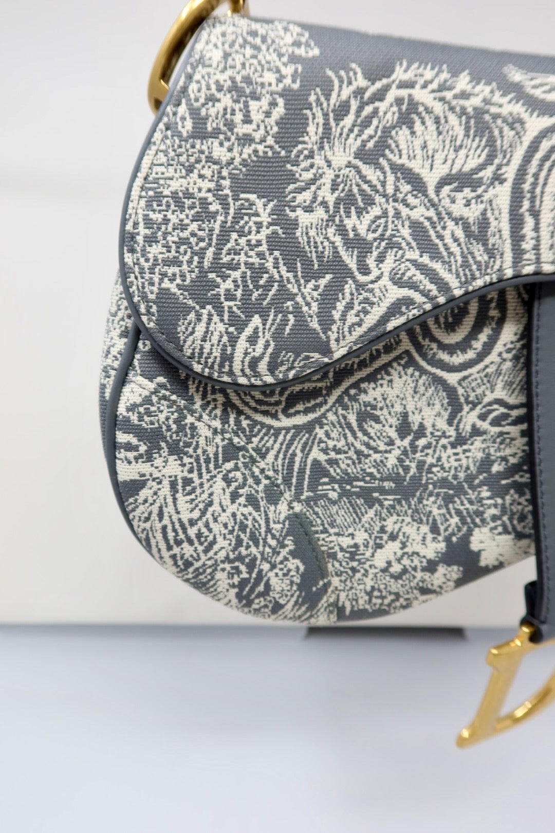 Dior grey toile saddle bag 2