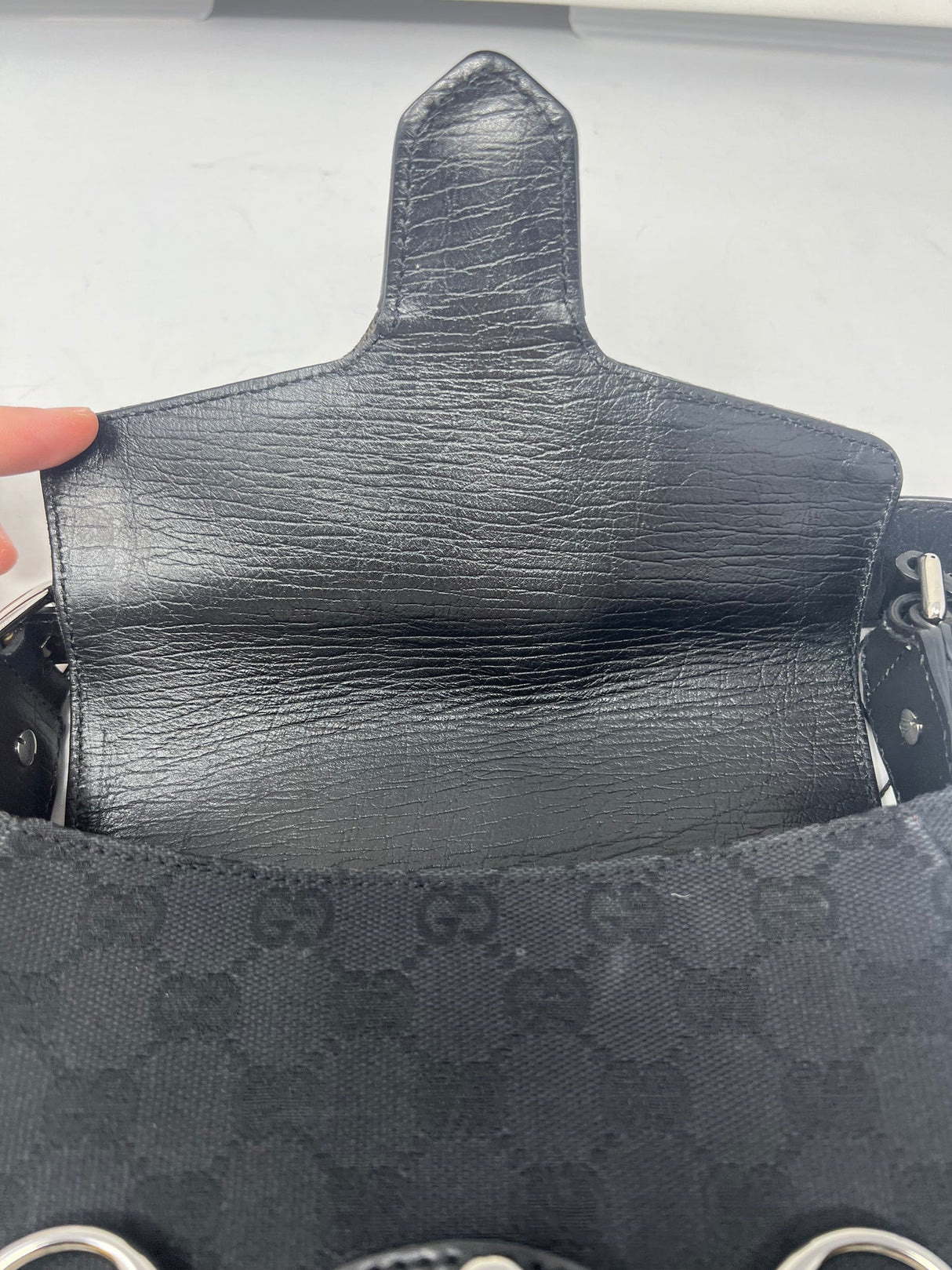 Gucci Black GG Canvas Horsebit Chain