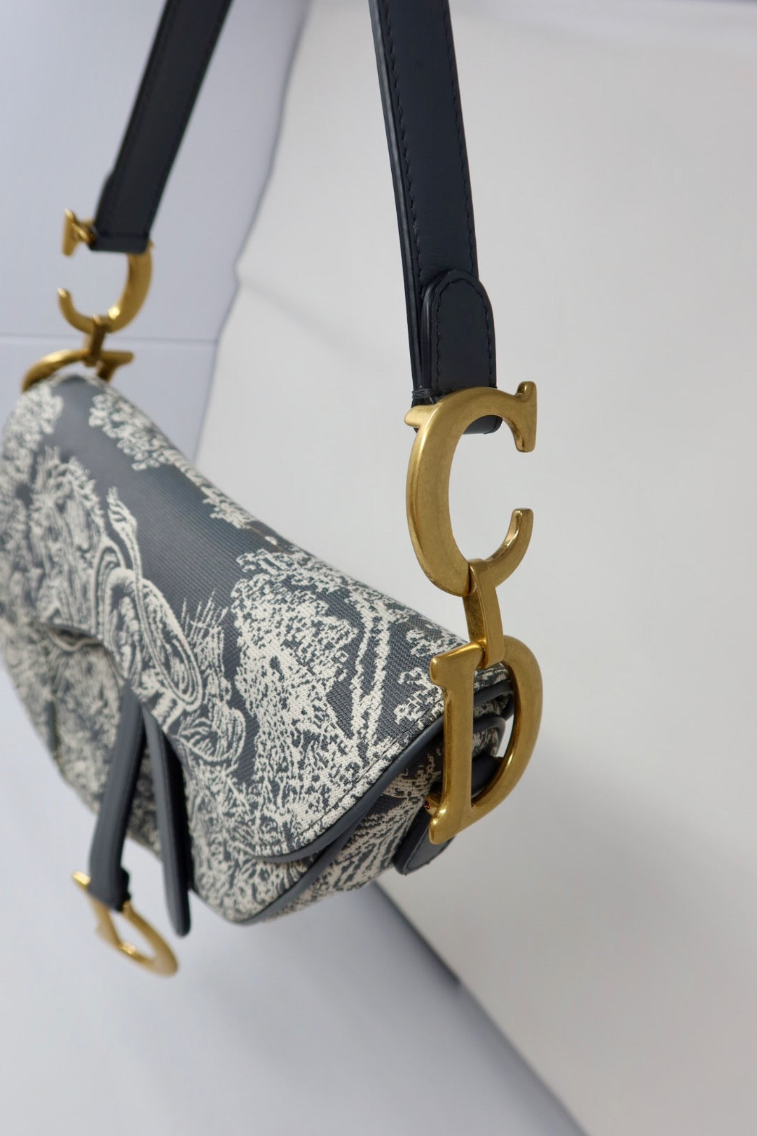 Dior grey toile saddle bag 2
