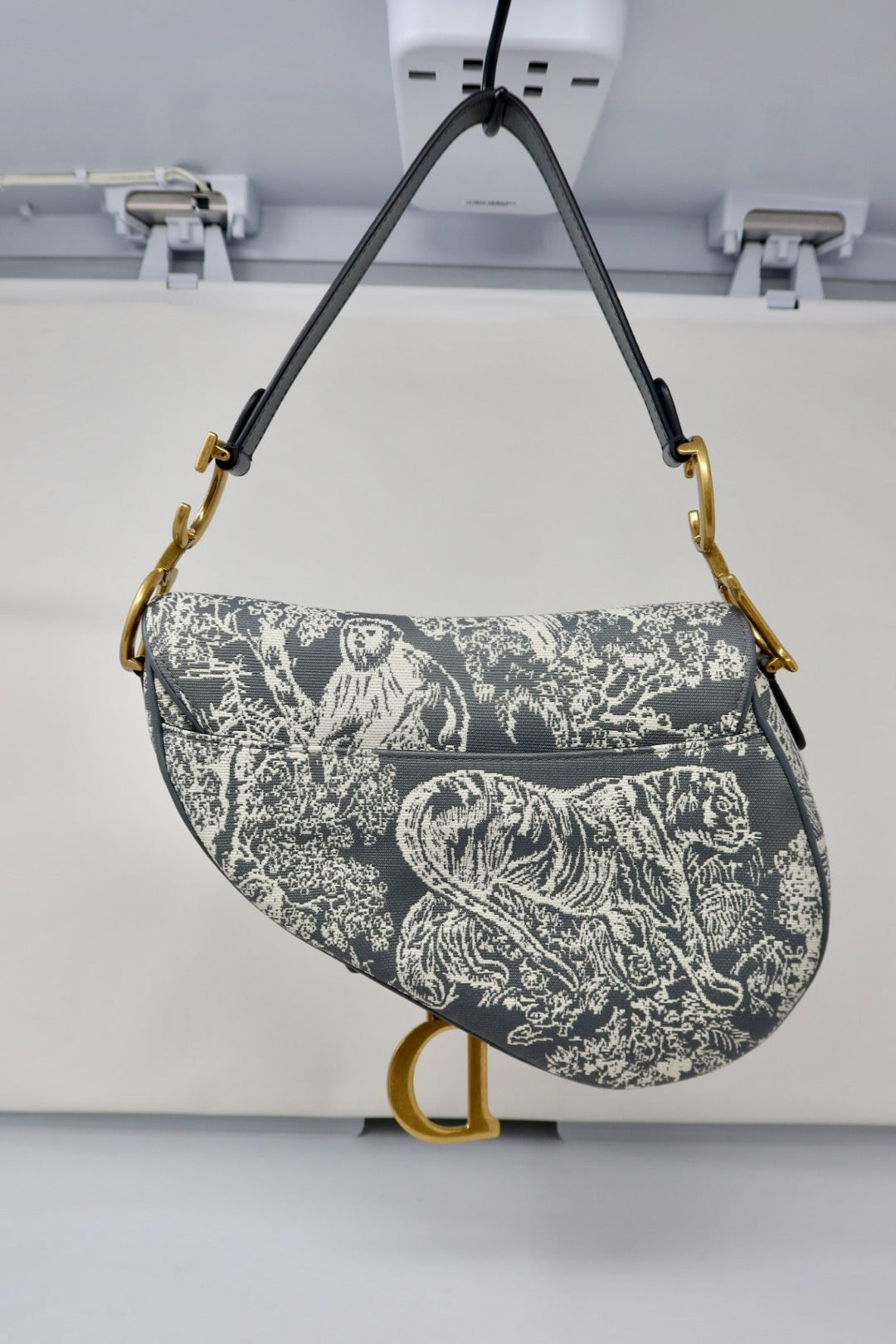 Dior grey toile saddle bag 2