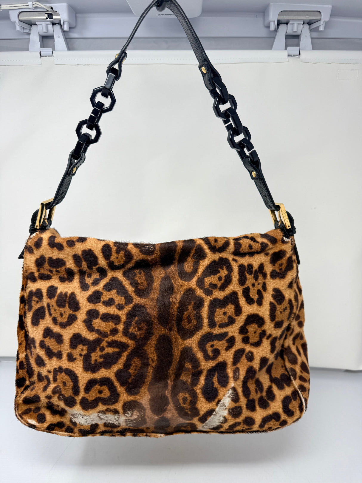Fendi Mamma Baguette Leopard Print Pony Hair