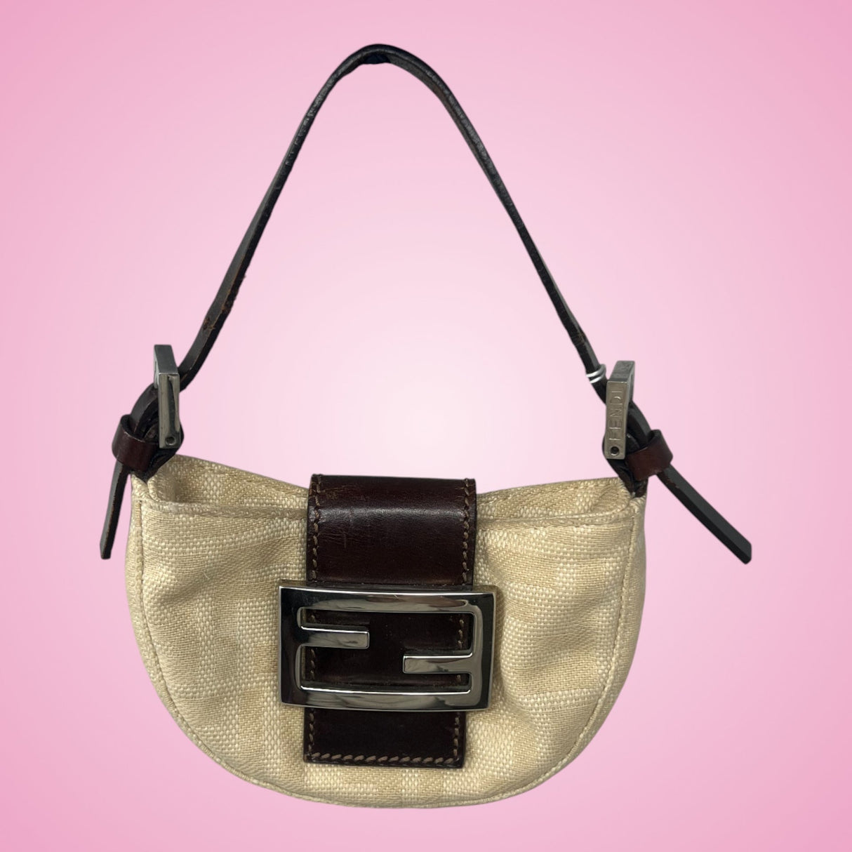 Fendi Mini Croissant Zucca Beige Canvas