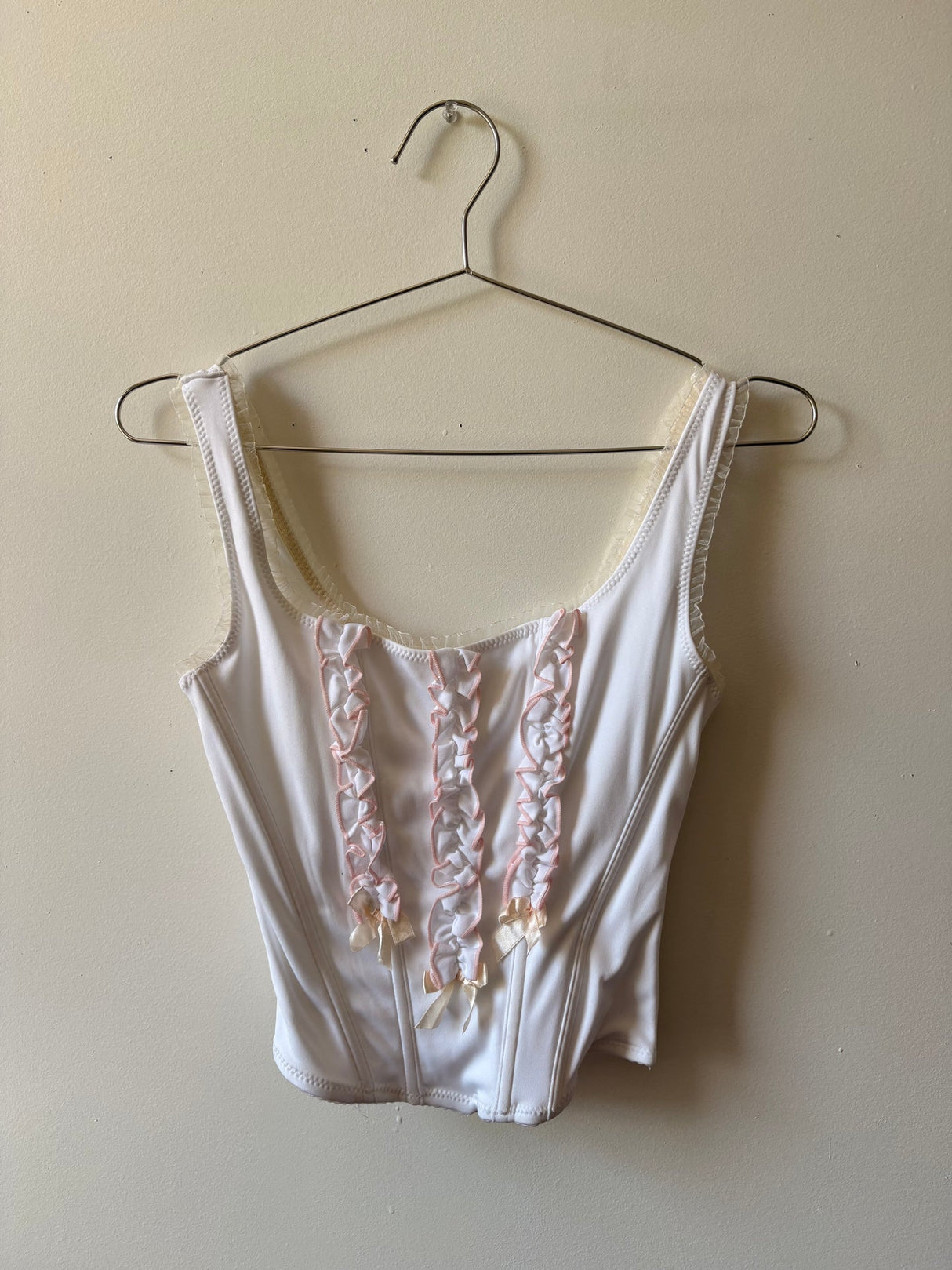 White corset with ruche details