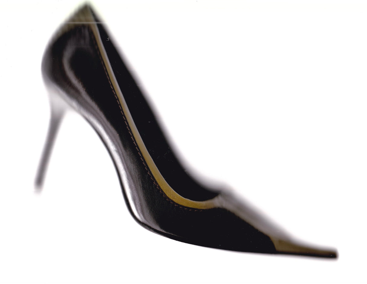 MICHELLE K Two Tone Purple and Green Pointed Toe Heels US 7.5